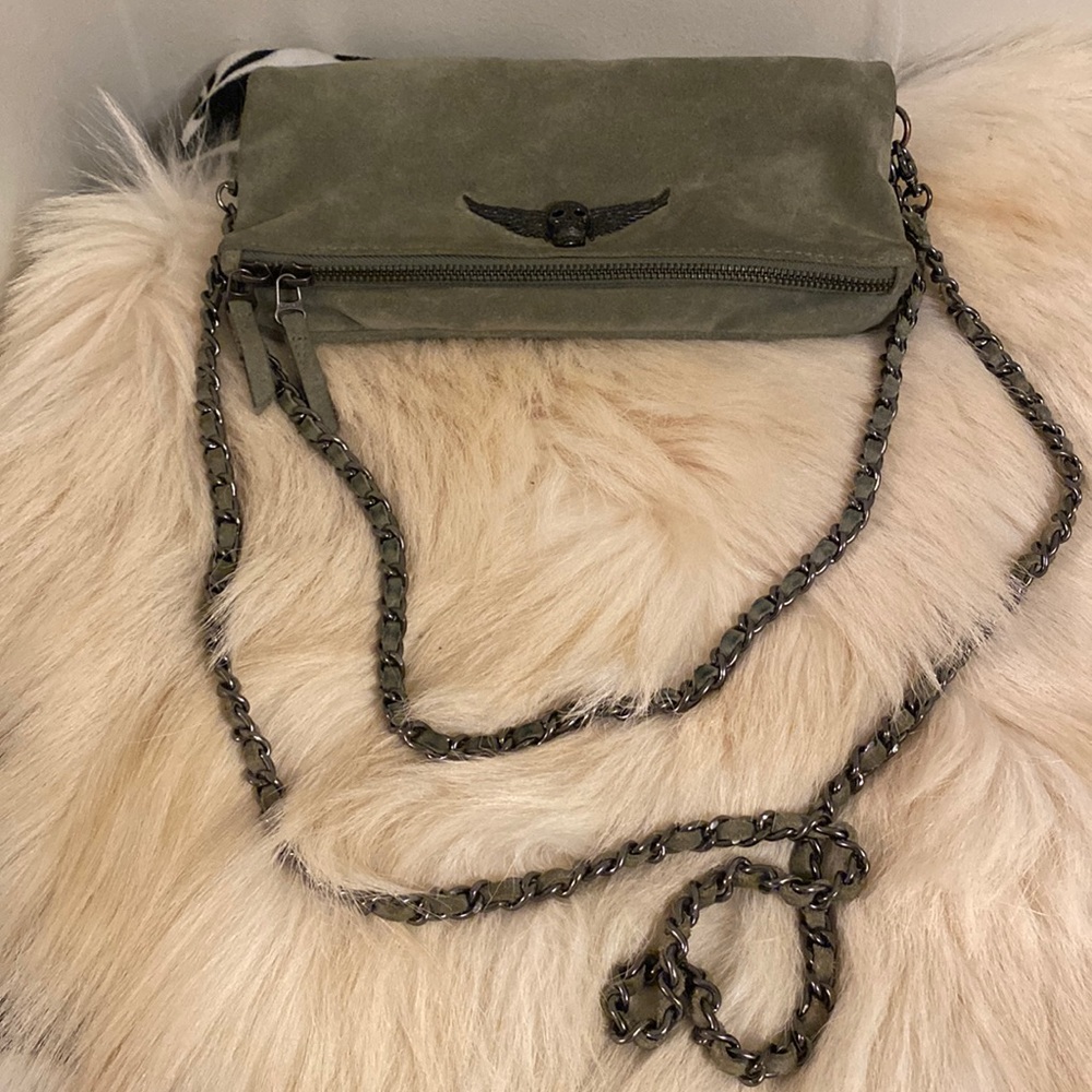 Zadig & Voltaire Rock Suede Double-Strap Clutch Bag